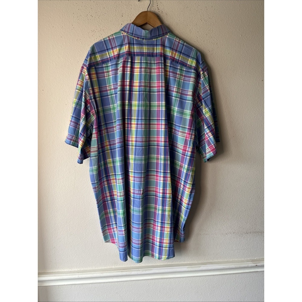 Ralph Lauren short sleeve button down oxford shirt 3XLT Men plaid blue Cotton - Picture 15 of 16
